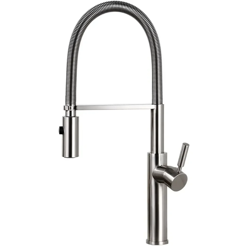 Brushed Nickel Brass Sink Black hose Mount Pull Down Dual Sprayer Nozzle Mixer Water Taps Kitchen Faucet