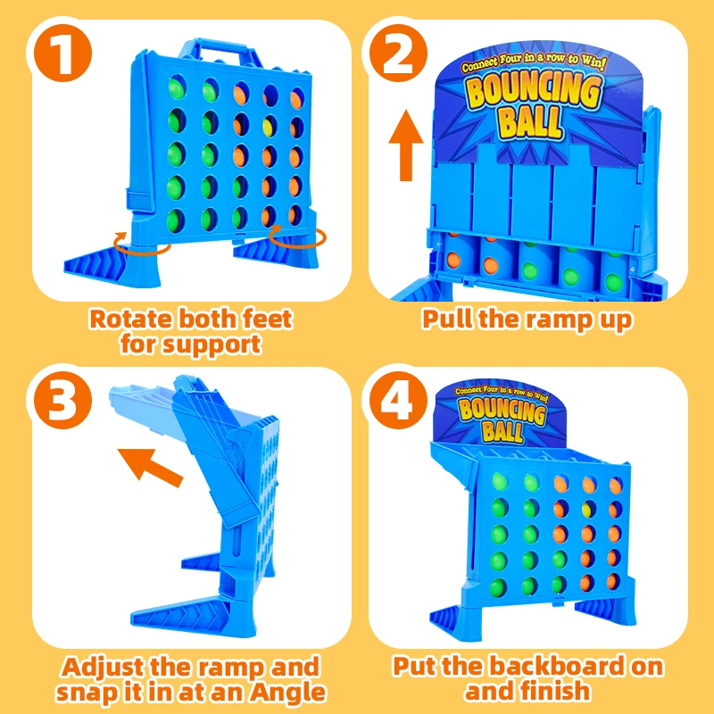 Children\'s Fun Four Ball Combo Three-Dimensional Gomoku Parent-Child Interactive Competitive Throwing And Jumping Table Game
