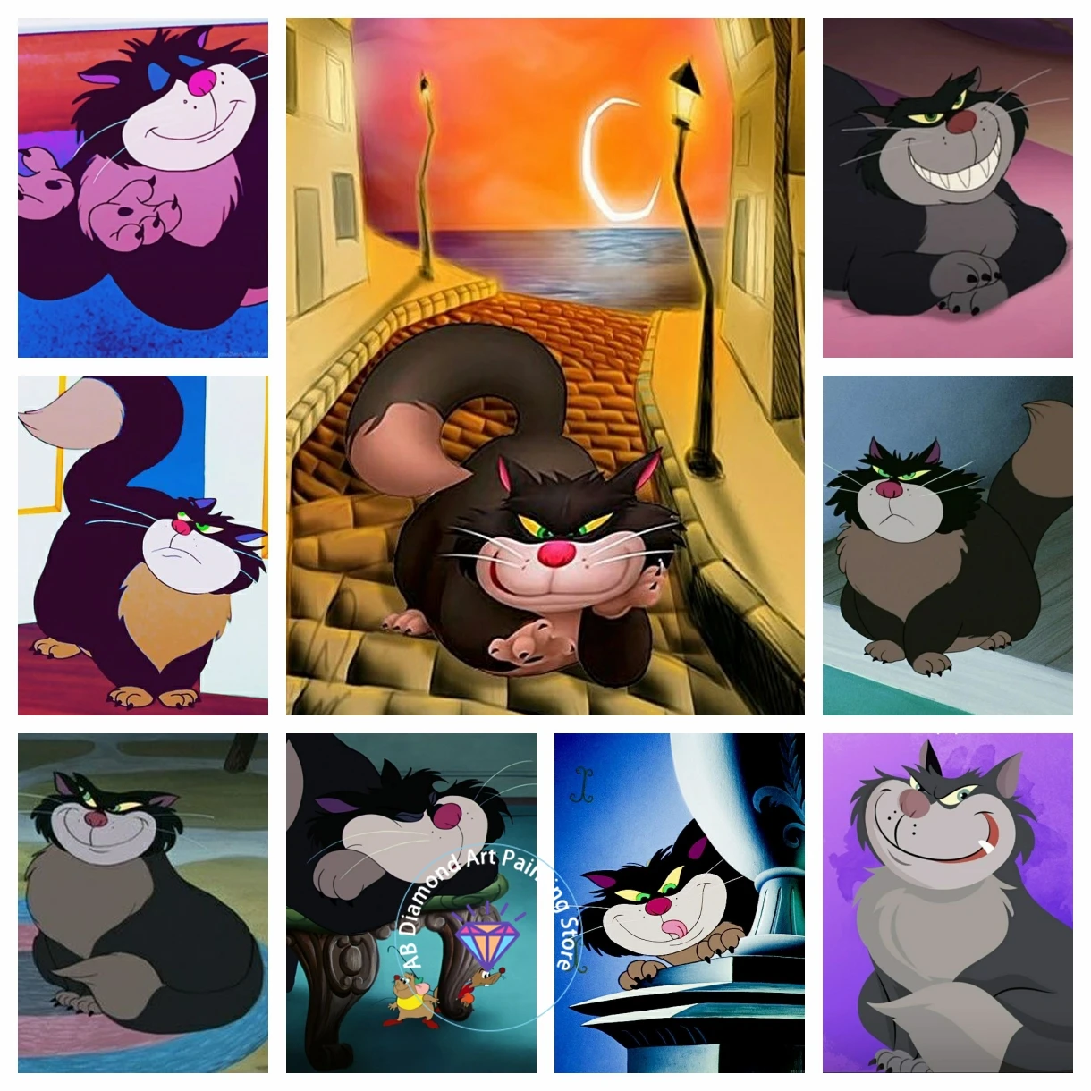 

Lucifer Cat Disney AB Diamond Painting Kit 5D DIY Diamond Embroidery Cross Stitch Handmade Art Gift Crafts Home Decor