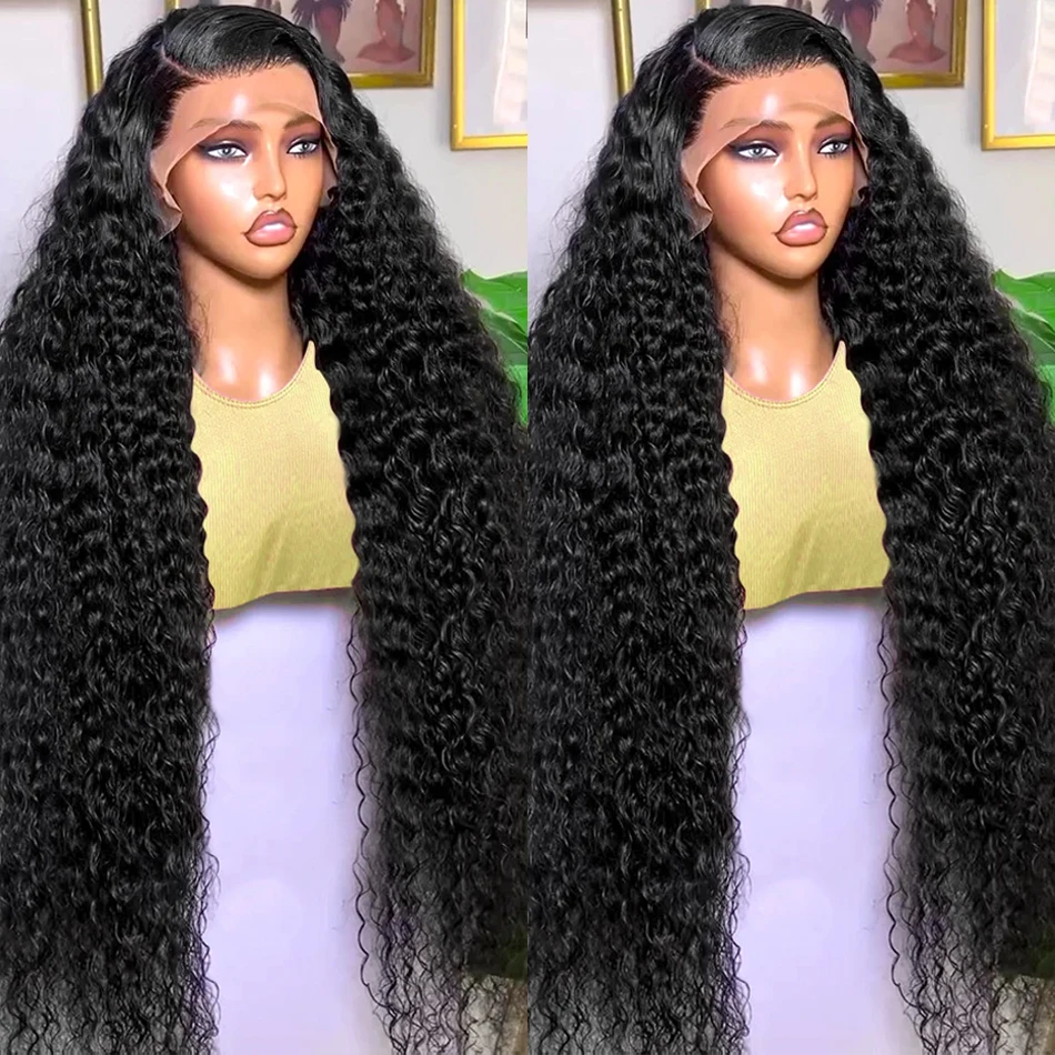 Brazilian Loose Curly Deep Wave 13x4 Glueless Lace Frontal Human Hair Wigs 30 inch 13x6 HD Transparent Lace Front Wig For Women