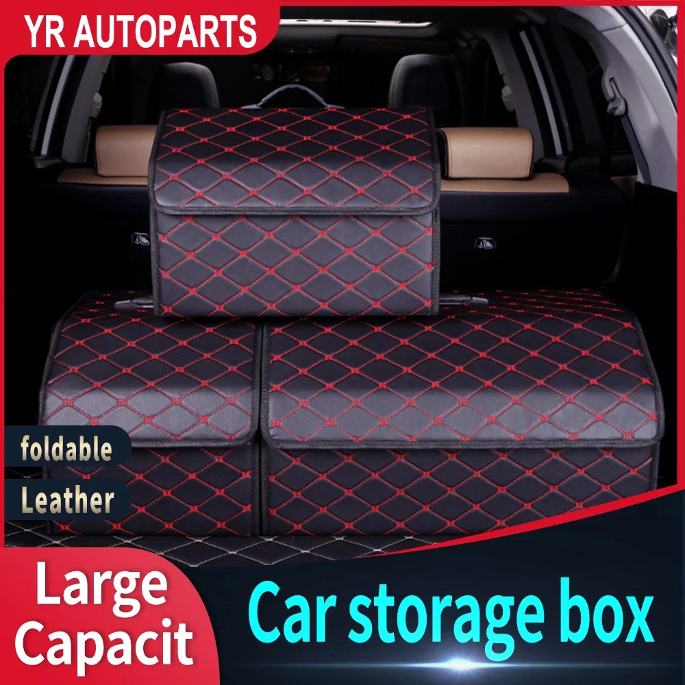 

Car Trunk Organizer Box Large Capacity Auto Multiuse Tools Storage Bag Stowing Tidying Leather Folding For Emergency Storage Bo