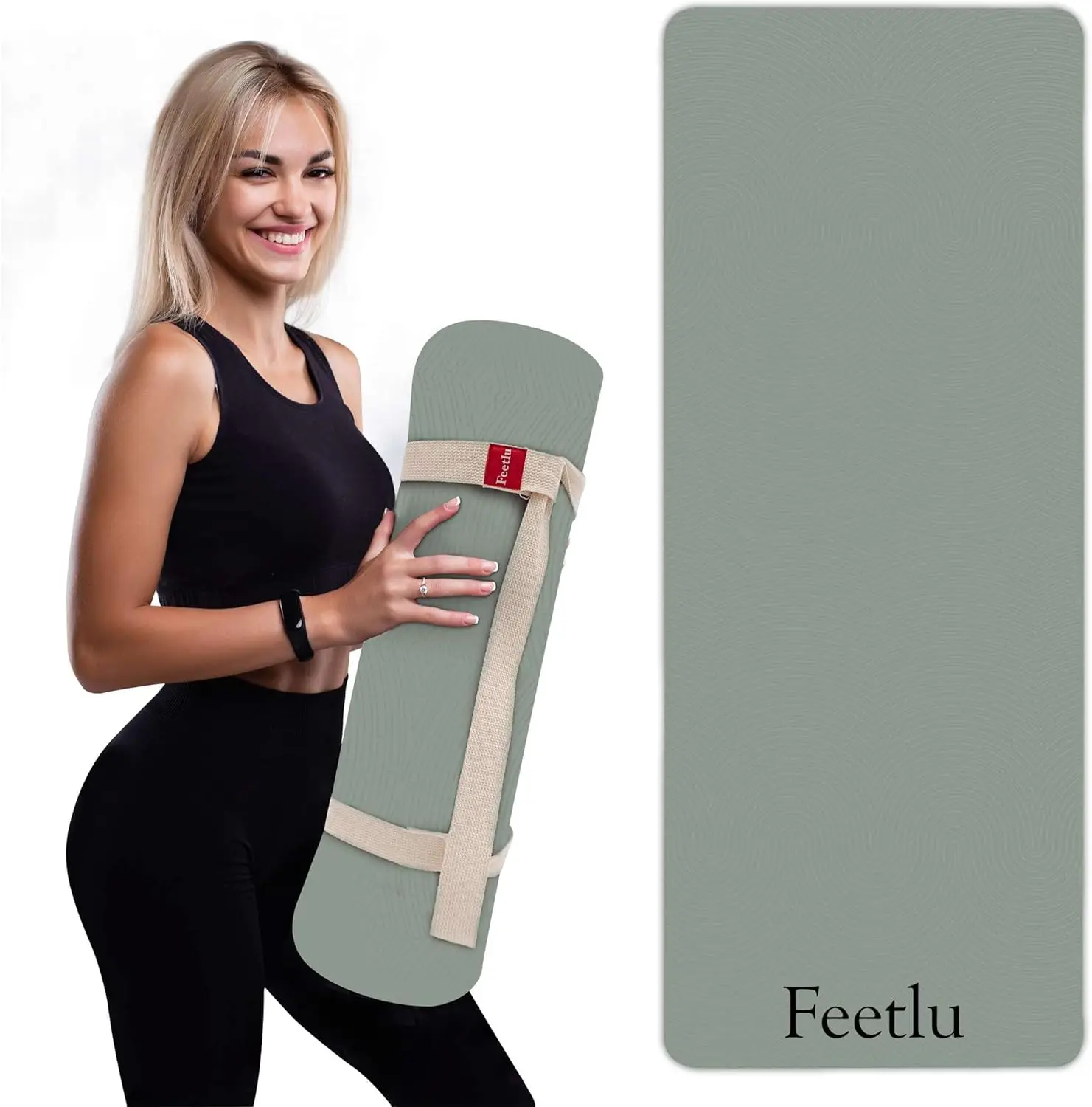 

12mm Thick Non-Slip Exercise Mat for Yoga, Pilates & Workouts - Durable, Cushioned & Joint-Friendly with Carrying Strap