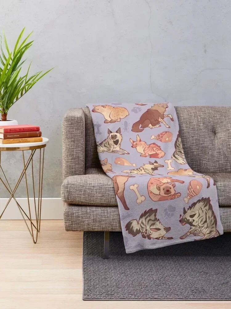 Hyenas in lavender Throw Blanket Blankets For Sofas Fashion Sofas cosplay anime Moving Blankets