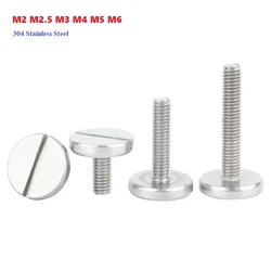 M2 M2.5 M3 M4 M5 M6 304 Stainless Steel One-Word Slotted Flat Head Screw Large Round Disk Bolt THumb Screw Length 3mm~40mm