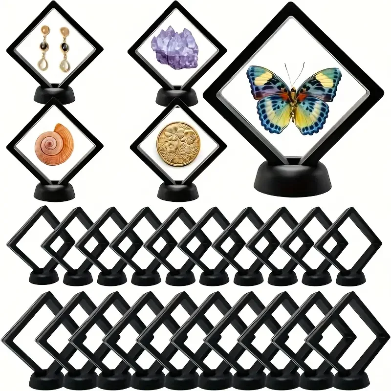 

5set Elegant 3D Floating Display Cases, Dustproof Transparent Plastic Jewelry Boxes with Elastic Film - Ideal for Necklaces, Bra