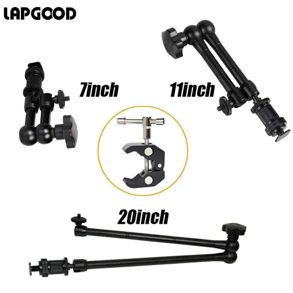 7/11/20 Inch Metal Articulating Magic Arm Super Clamp Holder Stand for DSLR Camera Photo Studio Photography Accessories Prop Kit