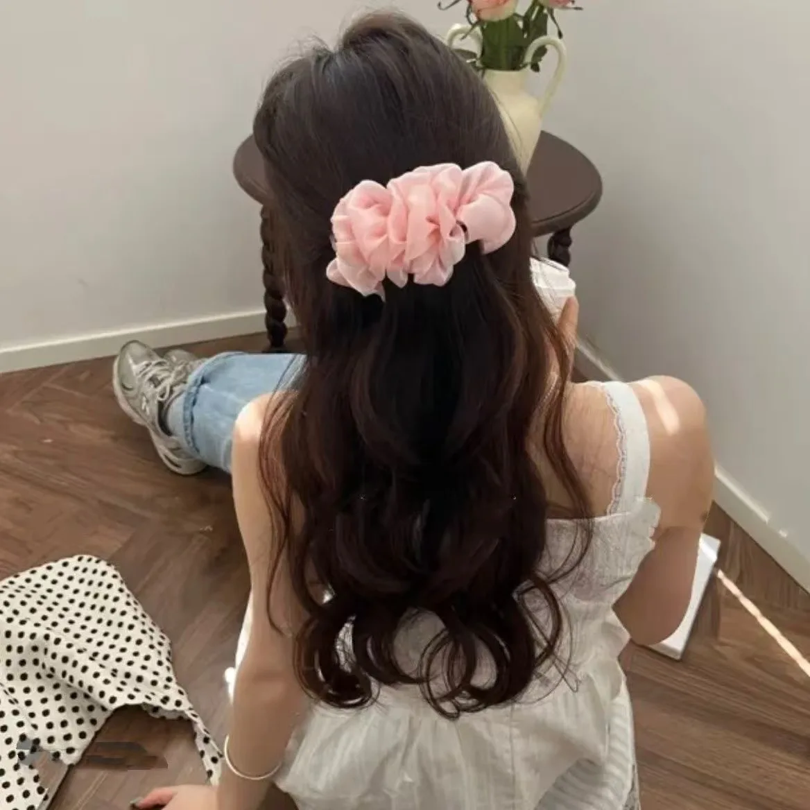 شبكة فقاعة الموز كليب ضوء الشموع القماش مطوي دبوس الشعر المألوف مزاجه الحلو إكسسوارات الشعر