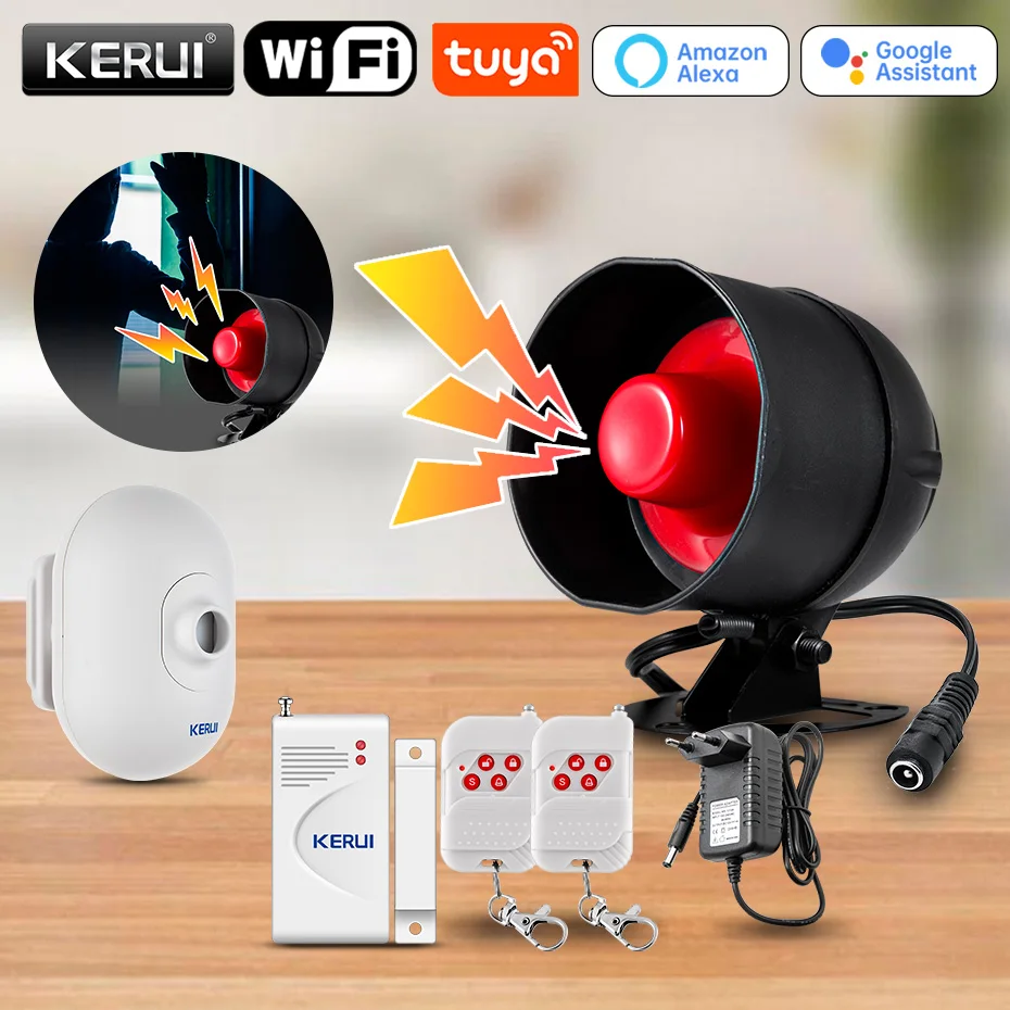 

KERUI Wireless Tuya Smart APP WIFI сигнализация охранная система домашняя охранная система с наружным PIR датчиком движения детектор Google Home Alexa