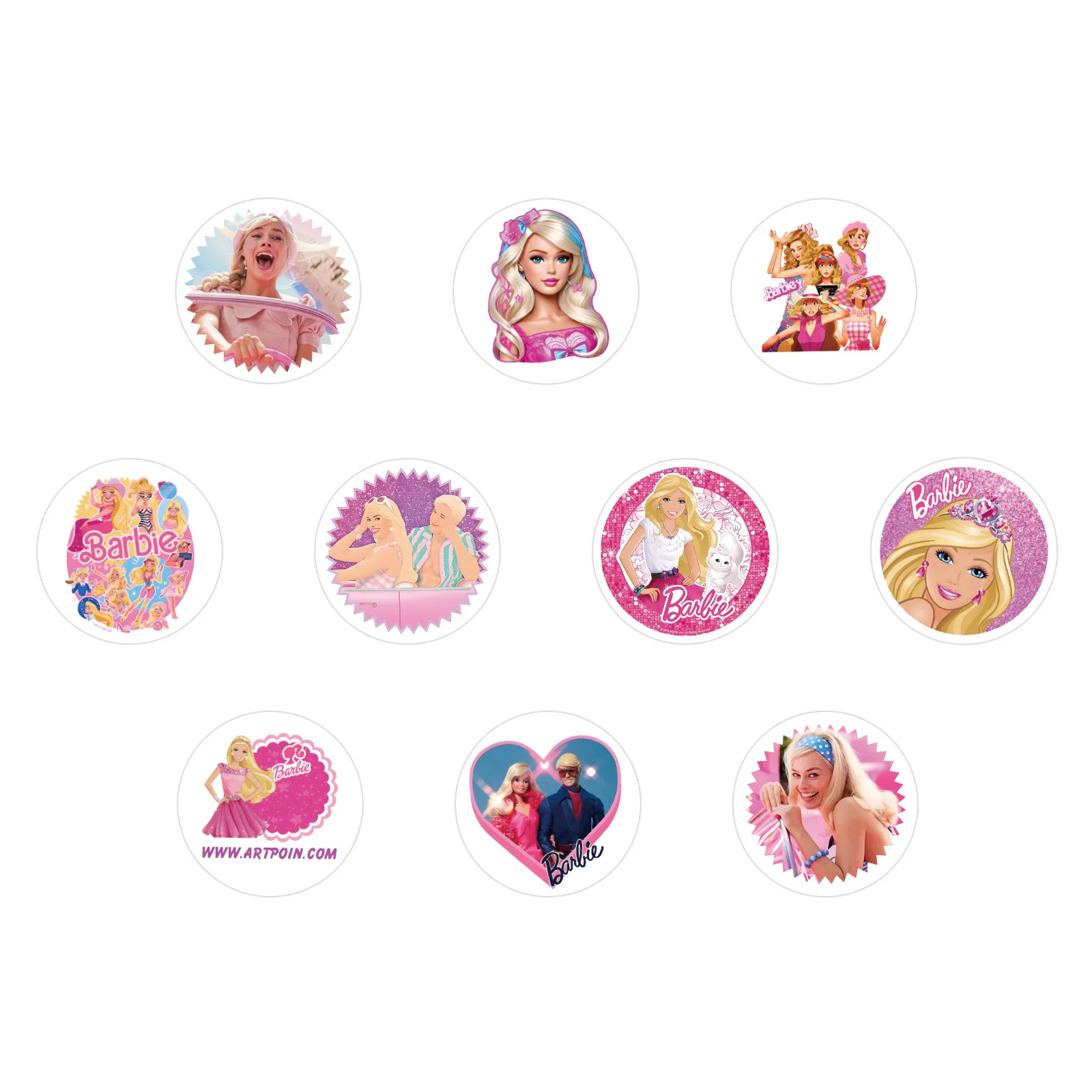 500/2000PCS Anime Barbie Stickers Kawaii Pikachu Charizard Round Seal Stickers Rolls Stickers Graffiti Luggage Stickers Toys