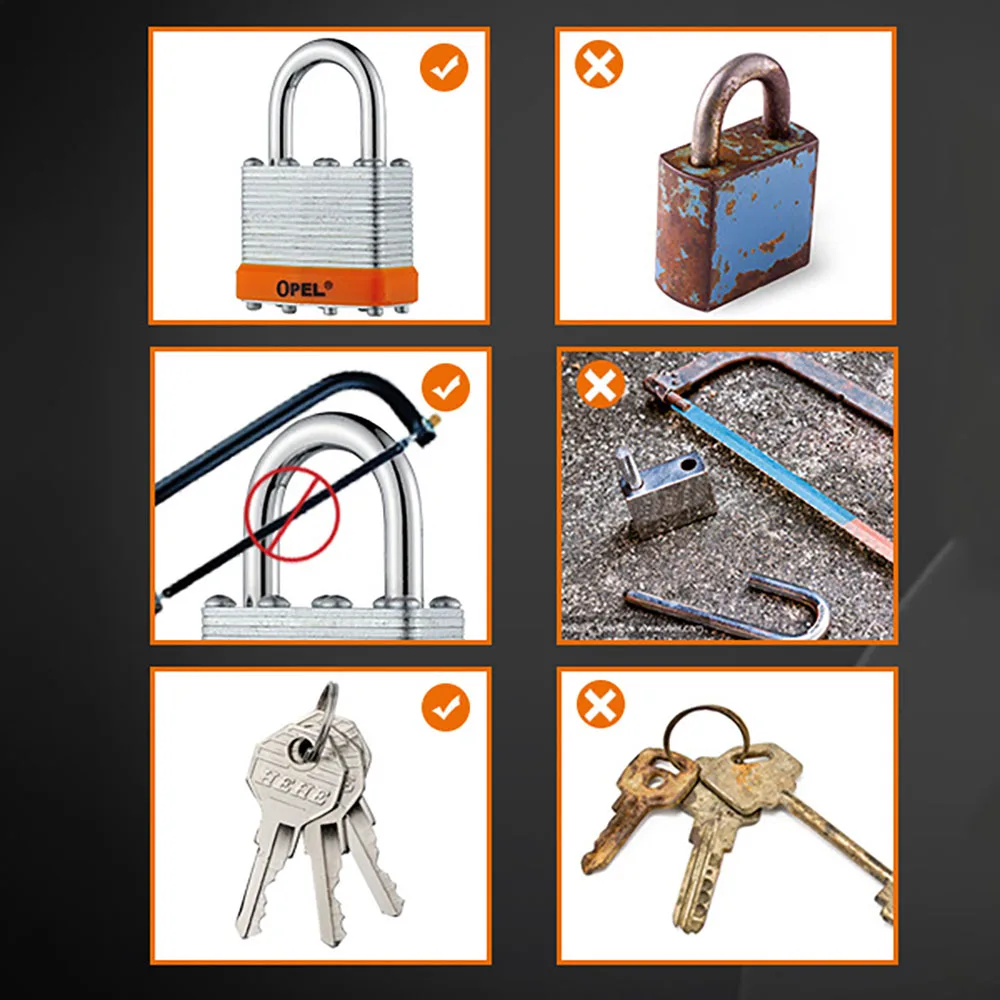Candado de acero laminado con llave, candados con grillete largo, candado para exteriores, juego de cerradura con llaves, 1 Uds.