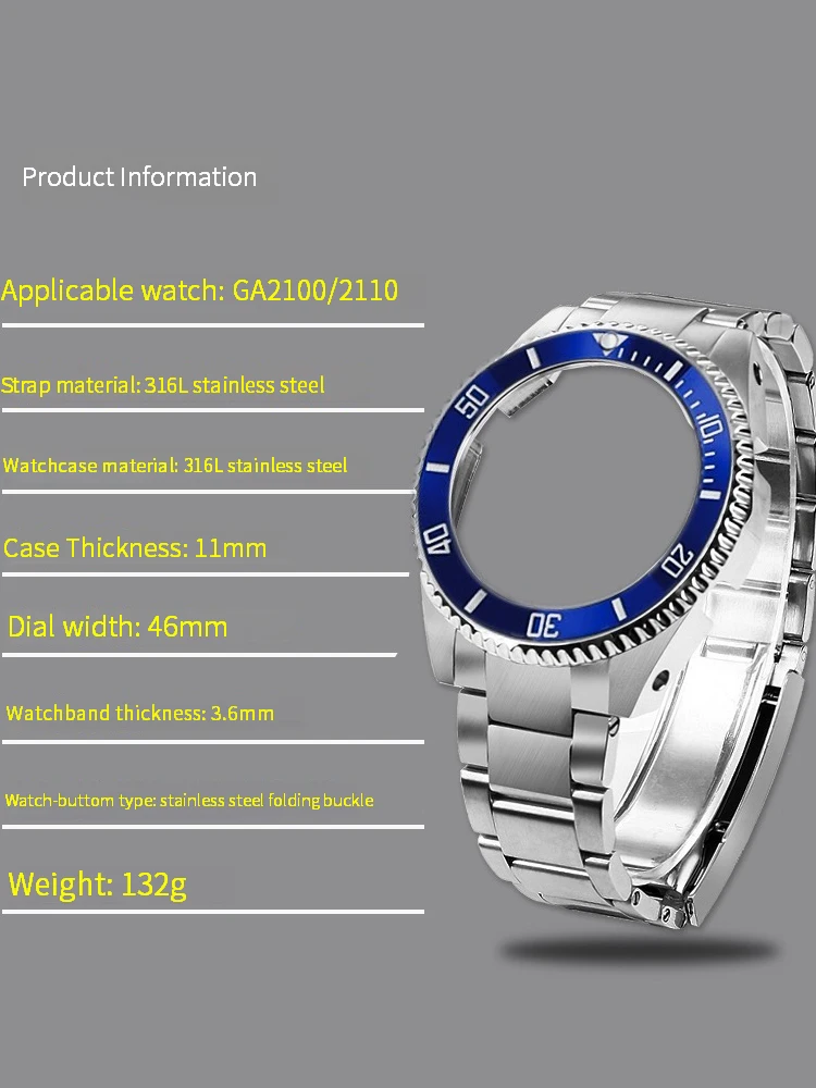 Imagem -04 - Pulseira de Relógio Modificada para G-shock Casio Ga2100 Ga-2110 Rolex Modificado Water Ghost Caixa de Aço Inoxidável Acessórios