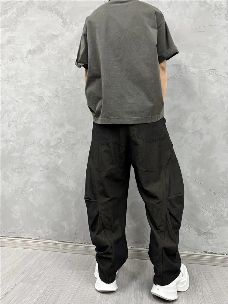 Avant-garde retro design stiksels ruches overall trendy losse wijde pijpen casual broek persoonlijkheid mat