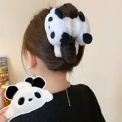 Cartoon Cute Panda Hair Claw Clip Fashion Women Fluffy Faux Barrettes Crab Hairpins 11cm Plush Doll Shark Clip Hair Accessories