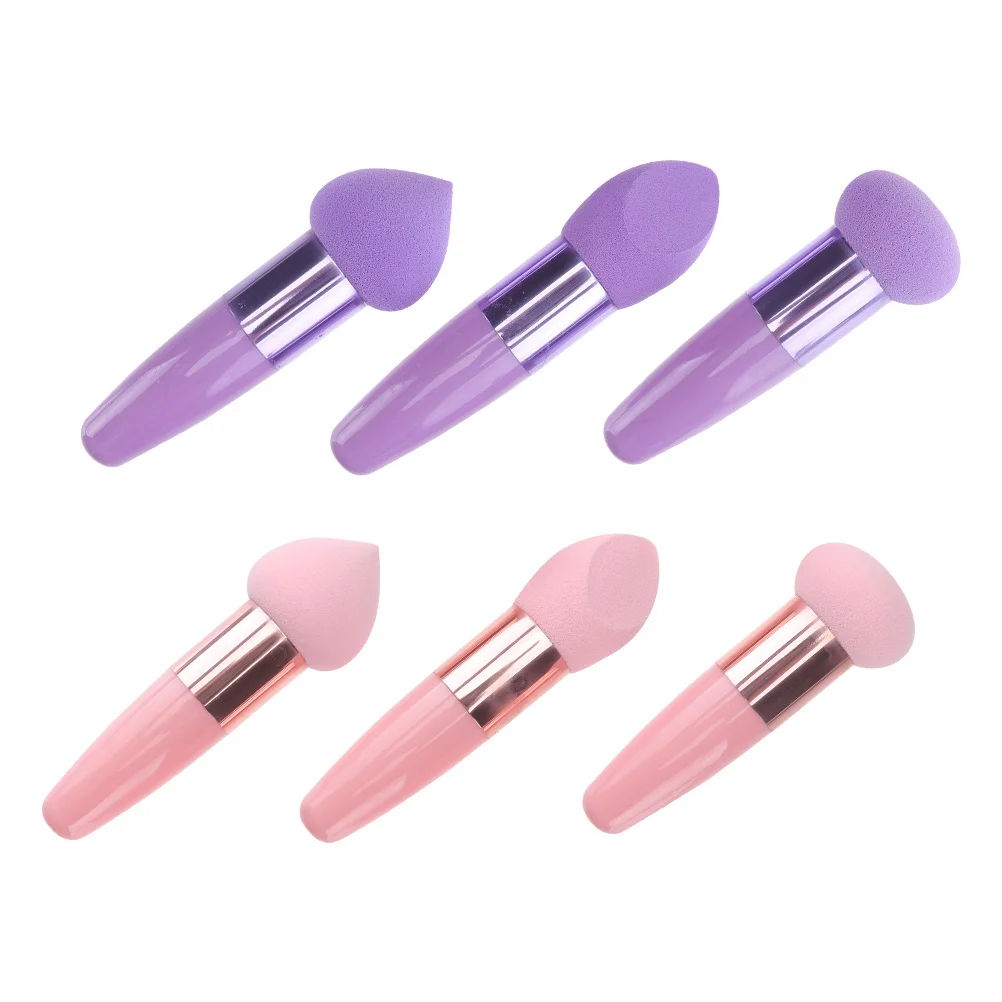 Juego de 2 bolígrafos de esponja de maquillaje, mango de fácil agarre de larga duración Premium para base, crema, corrector, colorete, resaltador multifuncional