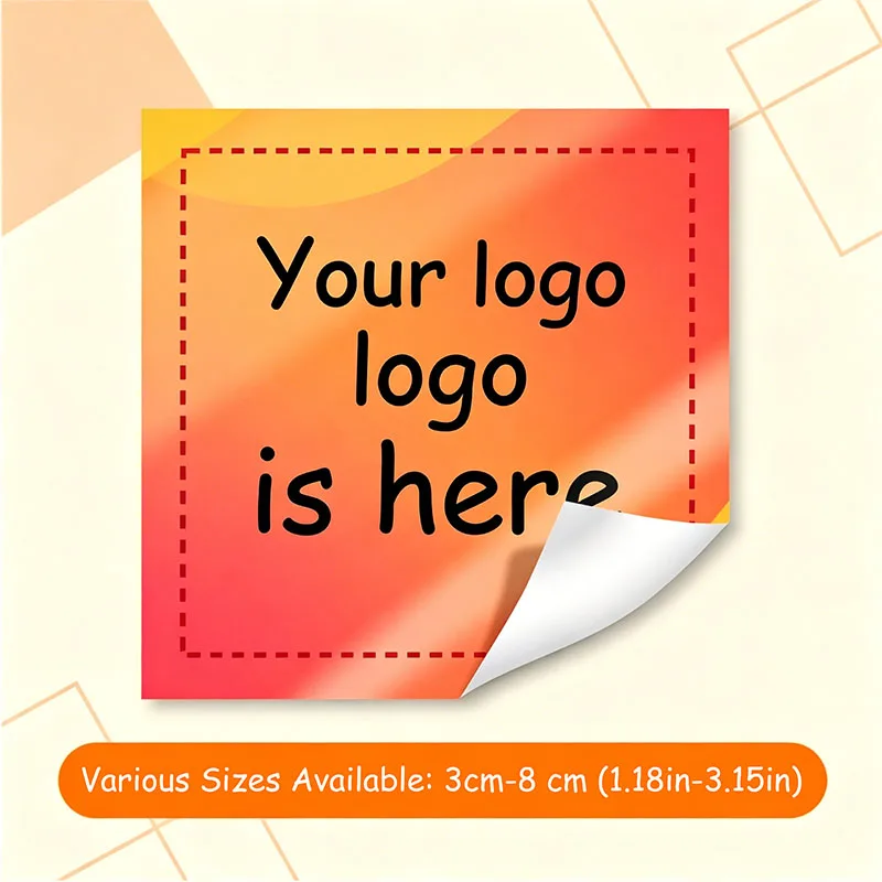 Autocollants carrés à pois personnalisés avec votre logo, étiquettes de marque personnalisées pour boutique, autocollants pour emballage de boîtes cadeaux, différentes tailles disponibles