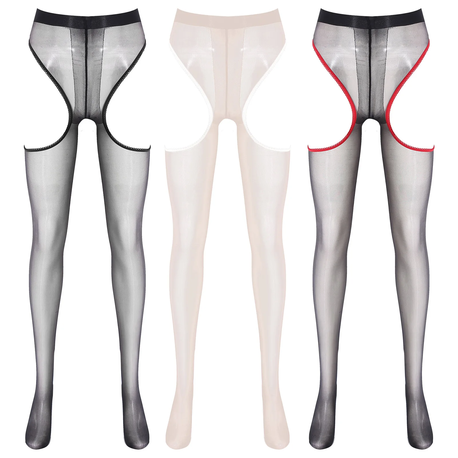 الملابس الداخلية رقيقة جدا المسيل للدموع طماق النساء الدانتيل تقليم انظر من خلال جوارب طويلة Crotchless بسط الجوارب لملابس النوم المثيرة #6