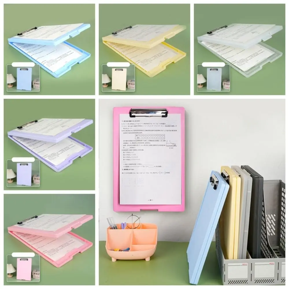 6 Color Large Capacity A4 File Clipboard Box Case Waterproof File Storage Memo Clip Board Plastic A4 File Folder Writing Pad