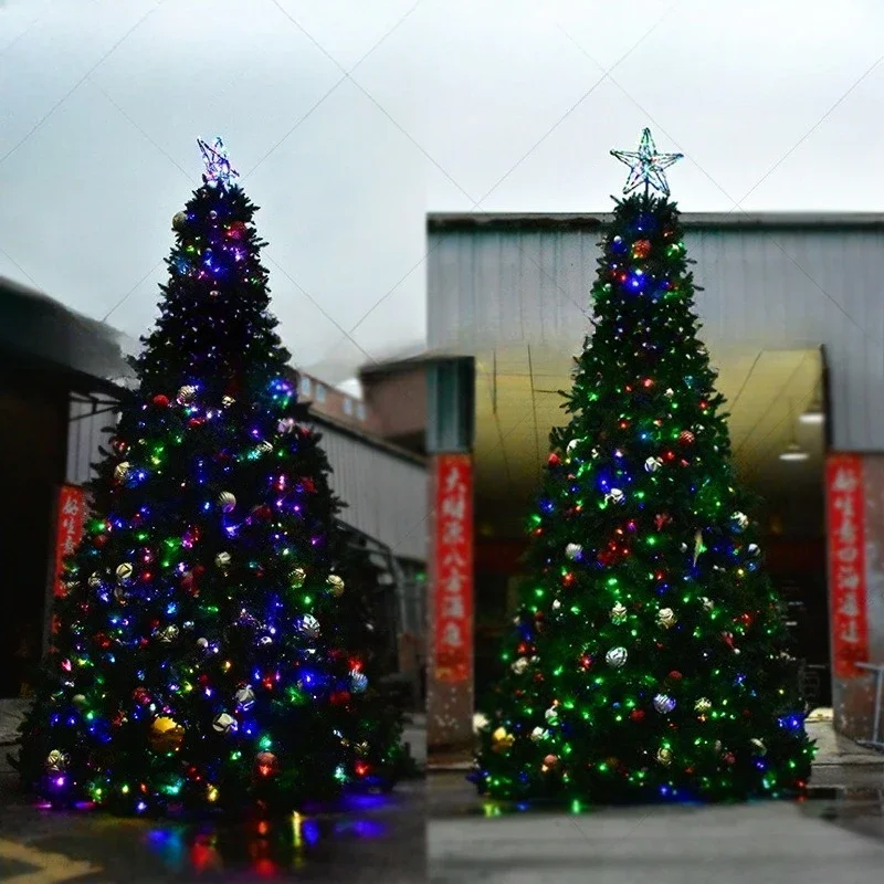 Commercial outdoor large Christmas tree Christmas hotel decoration with lights, tree scene simulation for decoration, pine