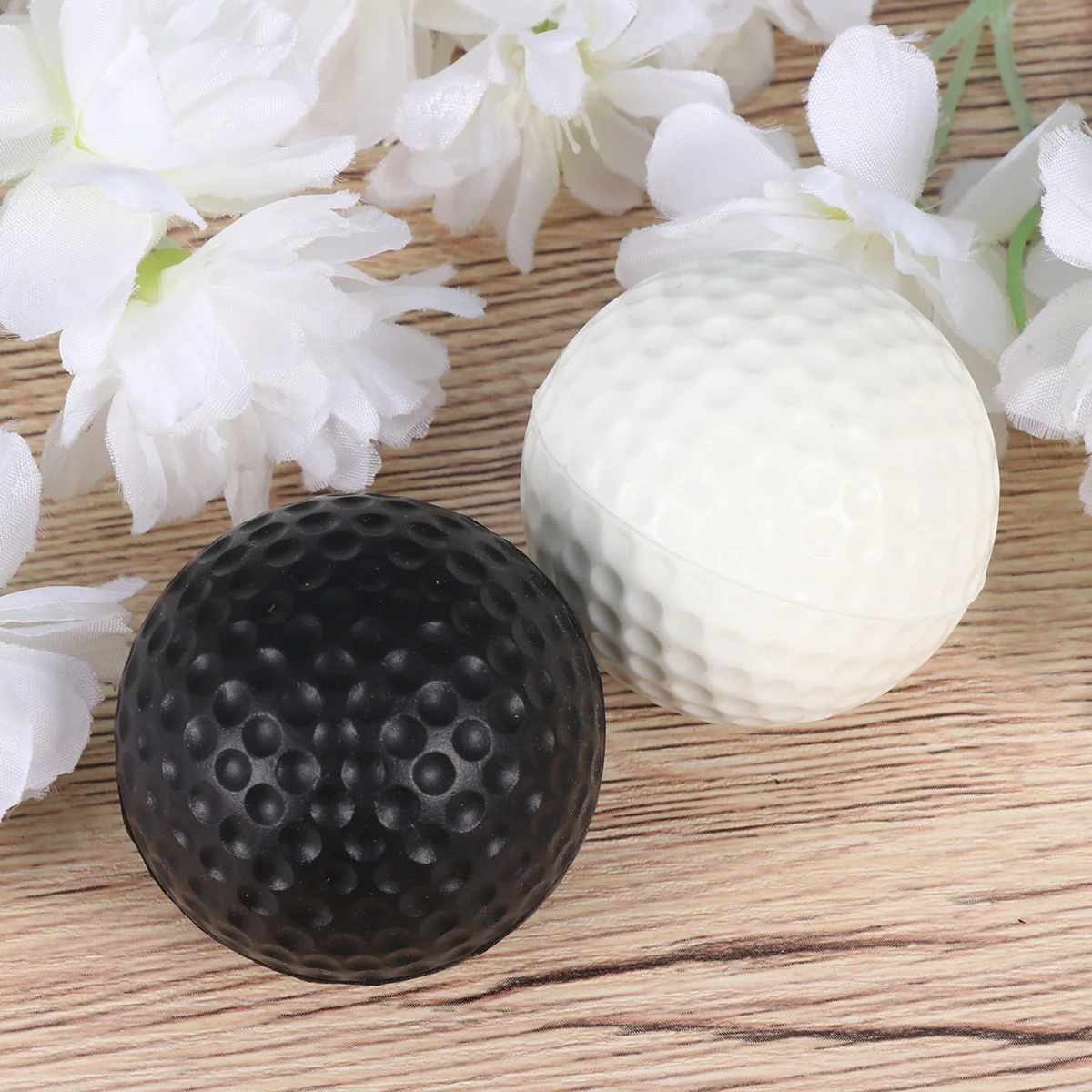 12pcs Children Plastic Toys Sports Elastic PU Balls Mini for Training Practice (White, Black)