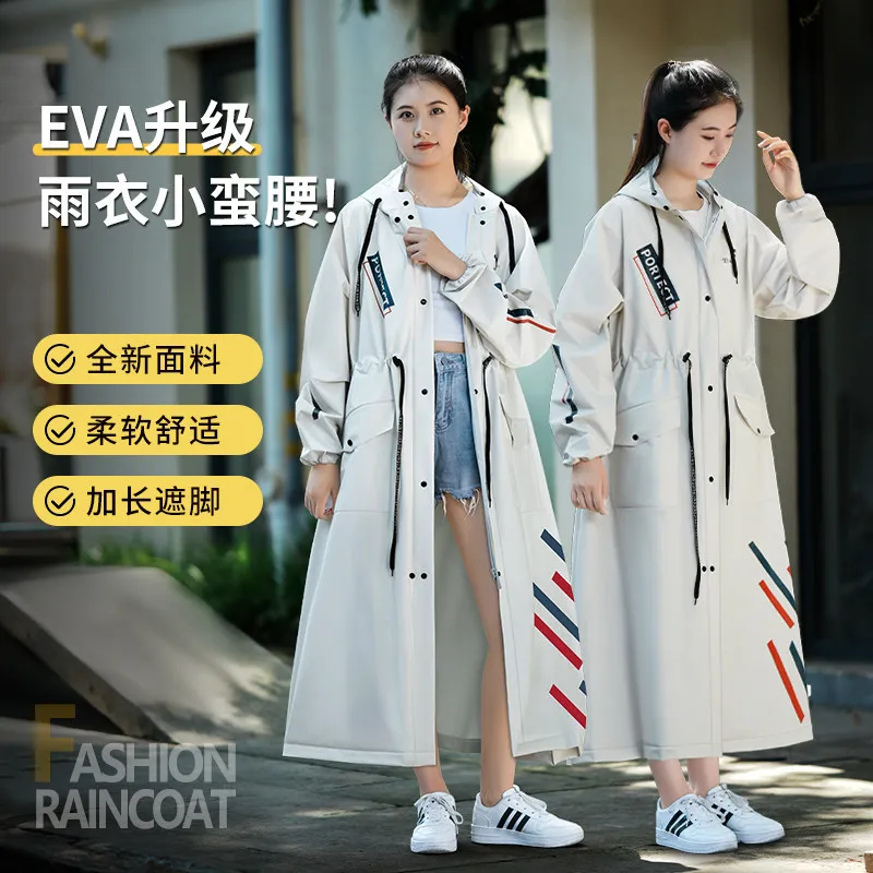 Long Raincoat for Women Men Waterproof Hooded Rain Coat with Large Pockets Striped Rain Jacket for Outdoor Cycling Hiking Travel