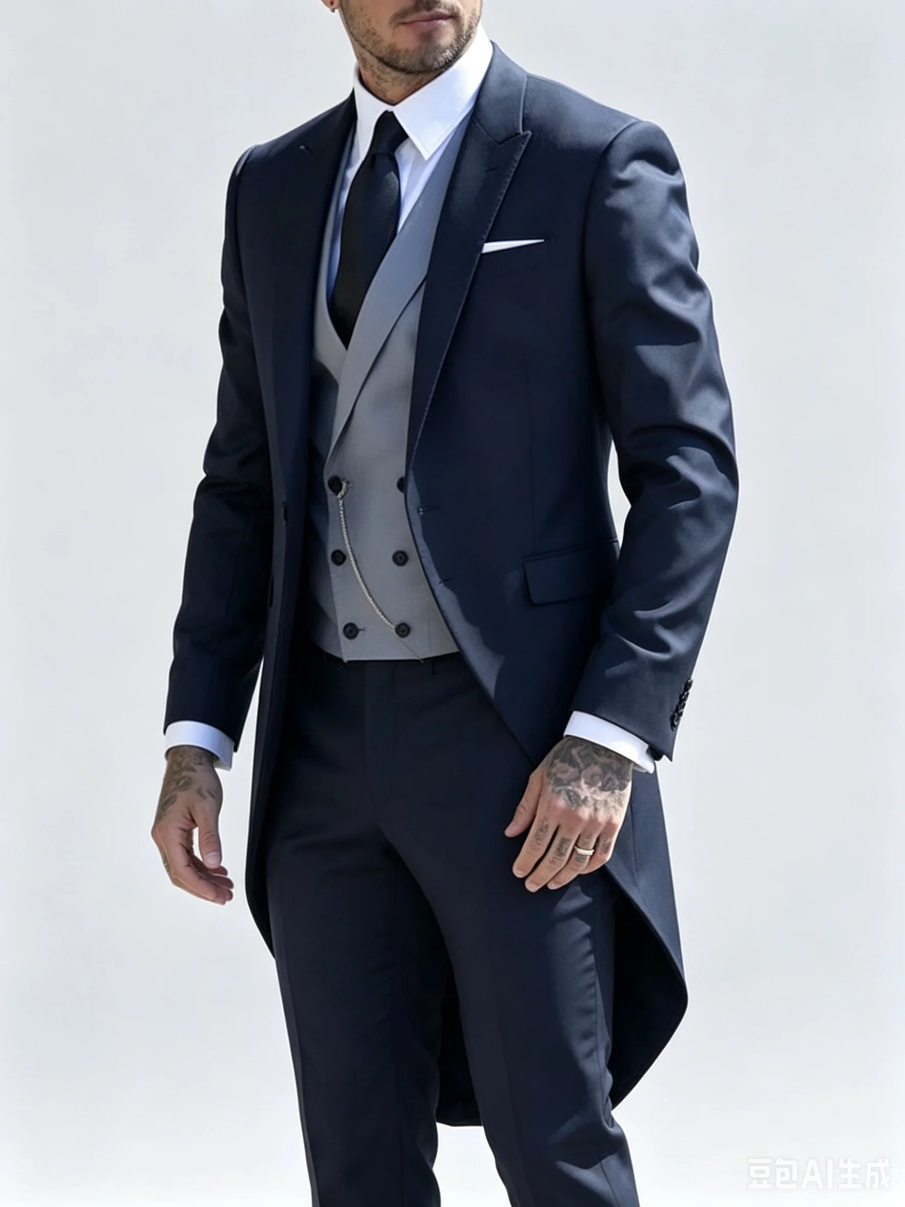 Mens Tuxedo Tailcoat Formal Dress Suits Swallow Tail Coat Black Male Jacket Vest Pants Party Wedding Dance Magic Performance