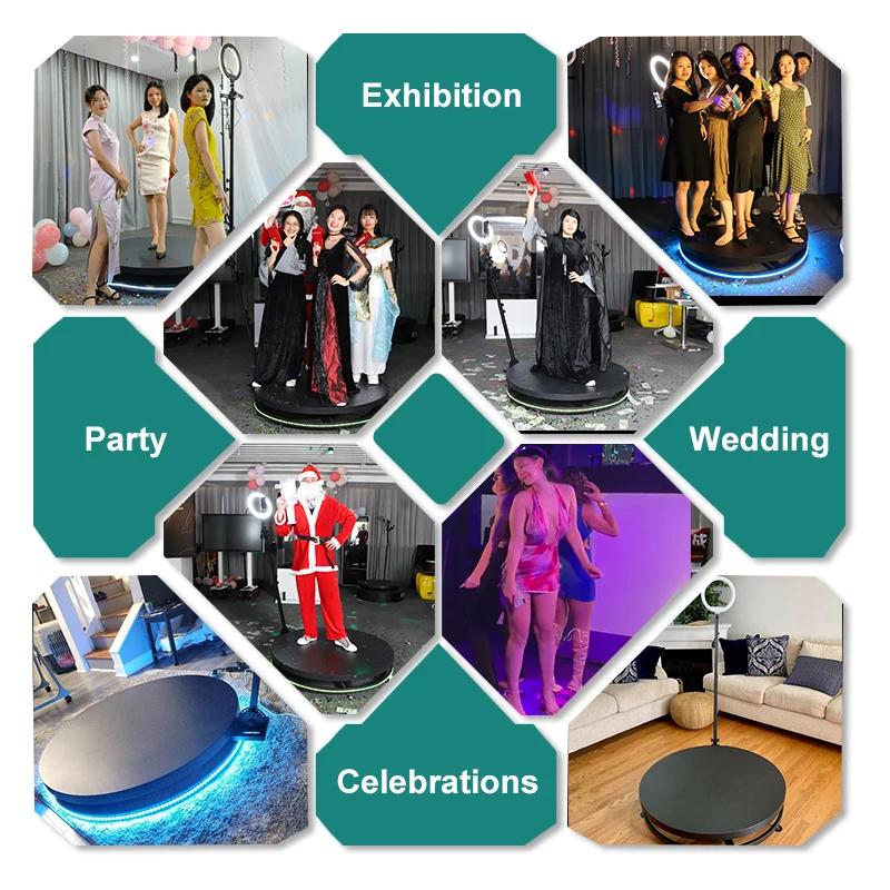 Hot Sale Portable 360 Spin Photo Booth For Wedding And Family Parties Automatic Video PhotoBooth 57/68/80/100 Cm CD Model