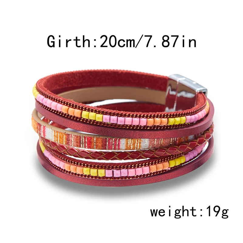 Böhmische Vintage mehr schicht ige Leder armbänder für Frauen hand gefertigte gewebte Leder breite Magnet verschluss Herren Armreif Modeschmuck – Detail 36