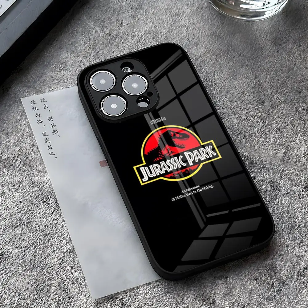 World Jurassic Park Phone Case for iPhone 13 Pro Max 14 Plus 12 Mini 11 15 X XR XS 8 7 Plus SE Tempered Glass Back Cover