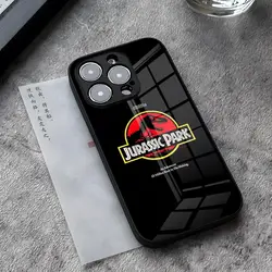 World Jurassic Park Phone Case for iPhone 13 Pro Max 14 Plus 12 Mini 11 15 X XR XS 8 7 Plus SE Tempered Glass Back Cover
