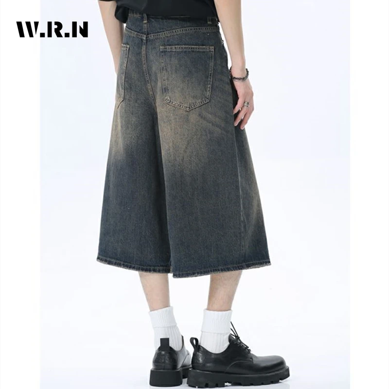 Women\'s Retro Large Size Denim Shorts Unisex Style Wide Leg Capris Vintage Street Summer Female High Waist Loose Short Jeans 5XL