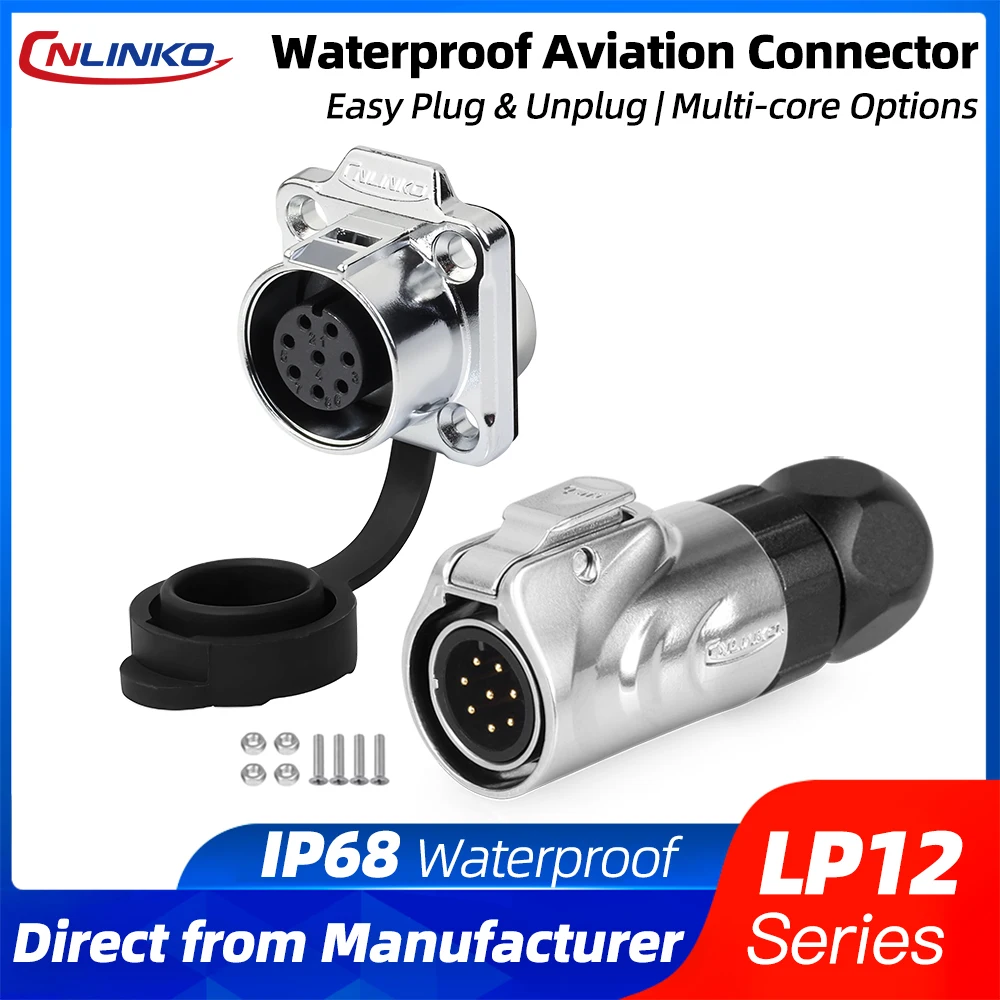 

CNLINKO LP12 Металлический водонепроницаемый электрический разъем IP68 Быстроразъемная розетка для промышленного/автомобильного/морского применения