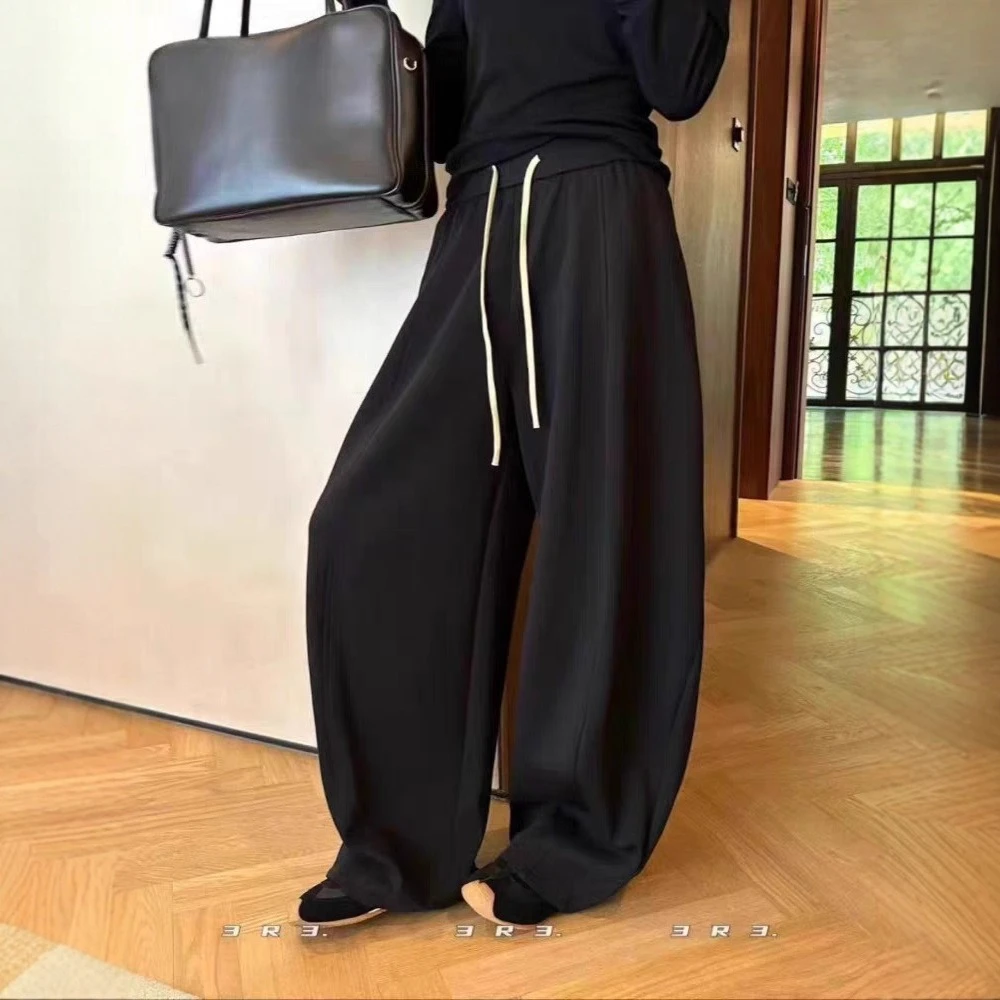 

2025 Autumn/Winter New Style Fashionable Contrasting Color Waist Belt Curved Blade Casual Jogger Pants