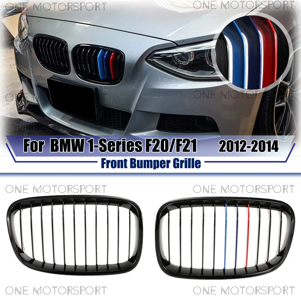 

Однолинейная гоночная решетка, решетки бампера, подходят для BMW 1 серии F20 F21 2012-2014, глянцевая M-цветная решетка переднего бампера