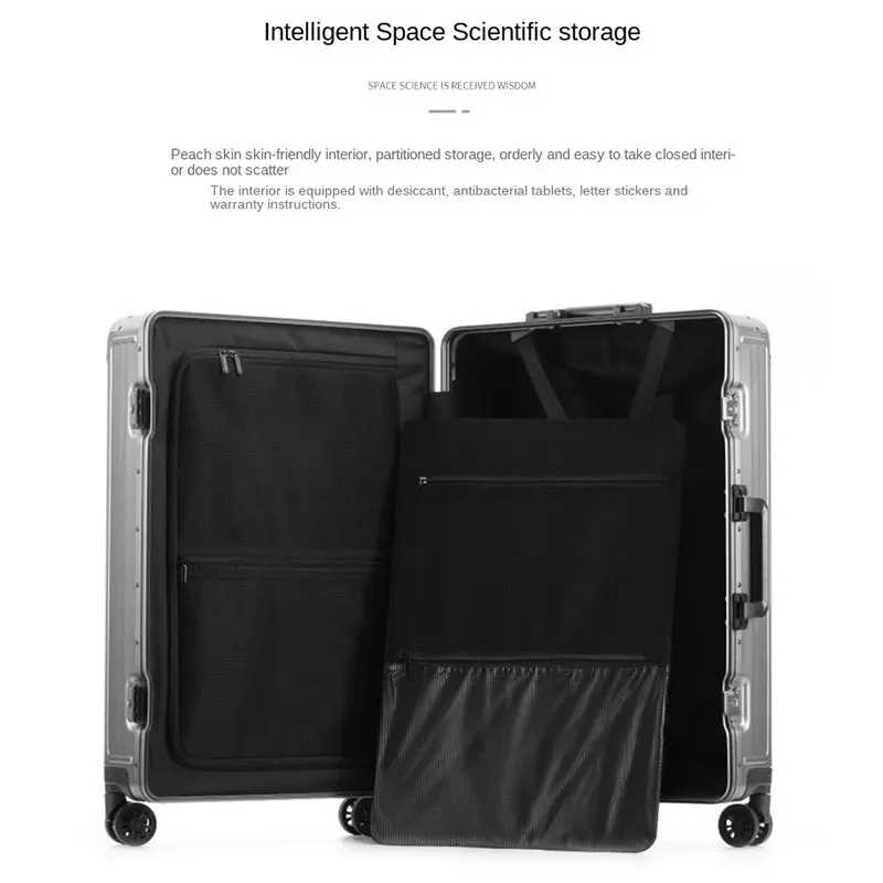 Suitcase Aluminum Magnesium Rolling Trolley Luggage Travel Bags Men Metal Suitcases TSA Code Lock Women Suitcase Trip Cabin