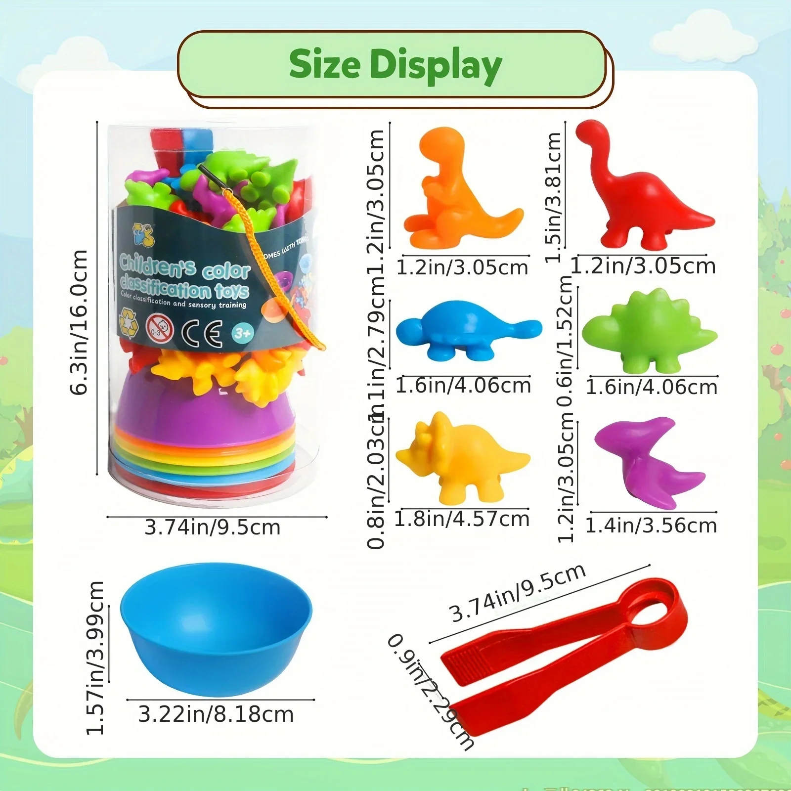 Montessori borracha macia dinossauro brinquedos, empilhamento tigela jogo Matching, cor classificação Matching aprendizagem, Sensorial Puzzle brinquedos, 1 conjunto