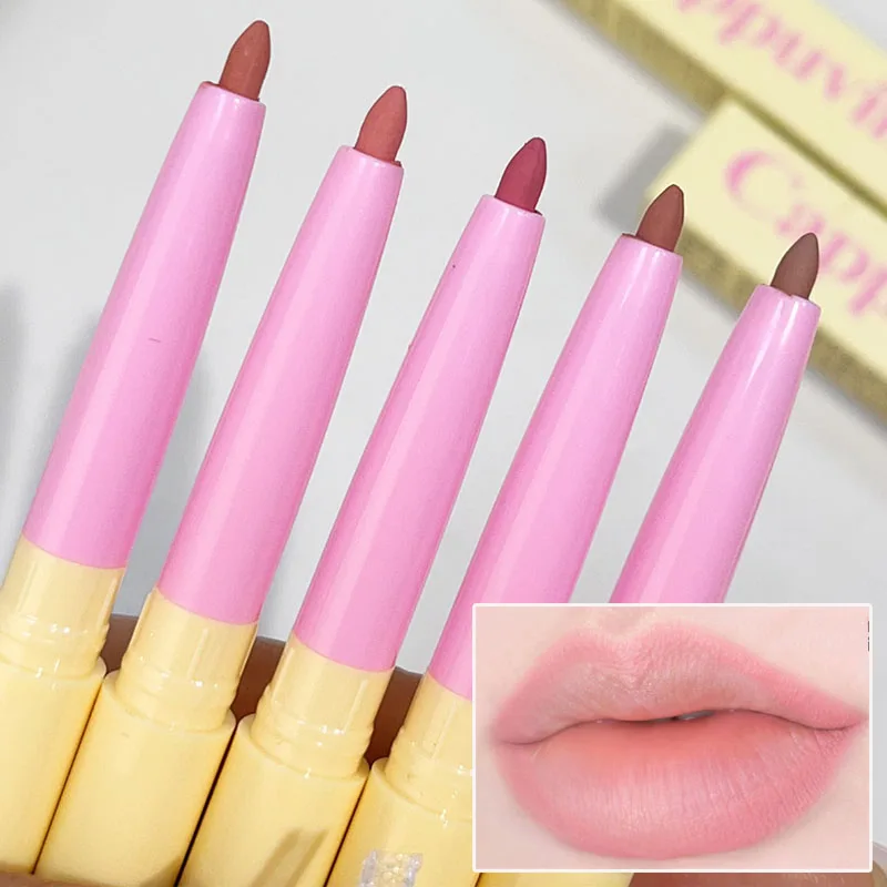 Fluwelen Melk Roze Bruine Lippenstift 3d Waterdichte Matte Nude Lip Liner Pen Blijvende Lippen Outliner Lippenvorm Potlood Make-Up Cosmetica