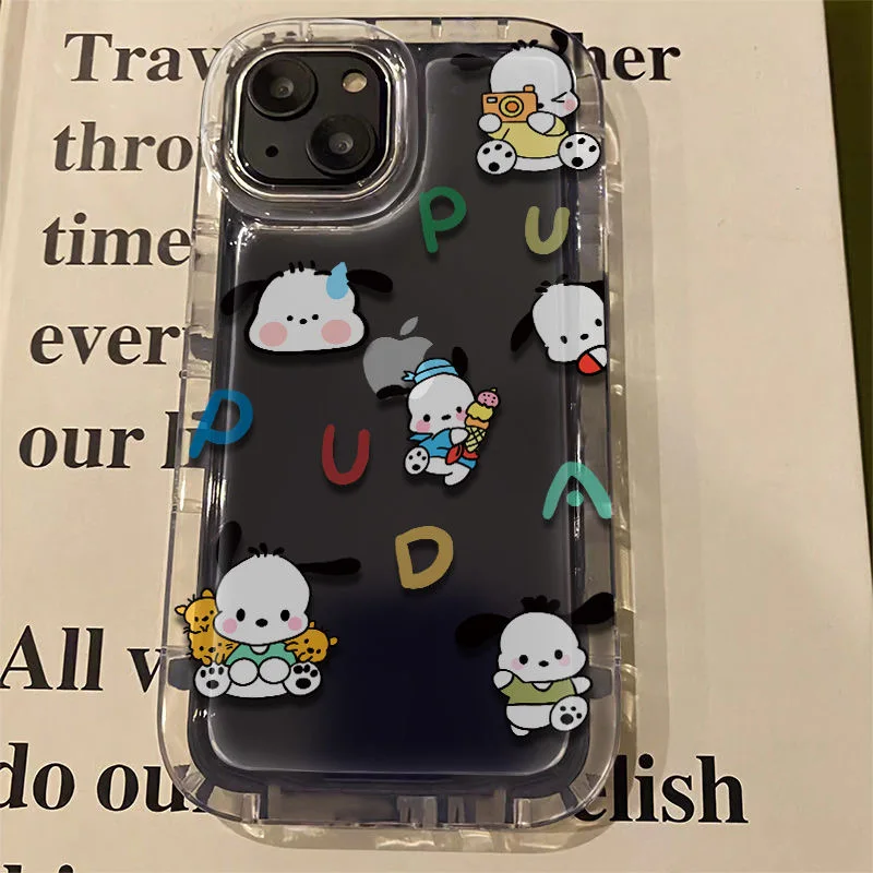 Sanrio Pochacco Clear Phone Case for OPPO A15 A16 A17 A31 A53 A54 A57 A60 A74 A92 A93 A94 A98 2020 4G 5G Airbag Shockproof Cover