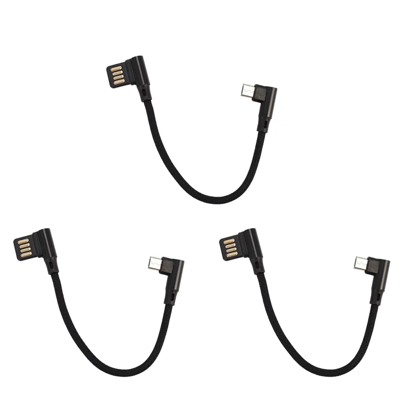 ABGI-3X 15cm 마이크로 USB 5핀 직각-직각 90도 USB 2.0 듀얼 엘보 데이터 케이블 (태블릿 & 휴대폰 V8용)