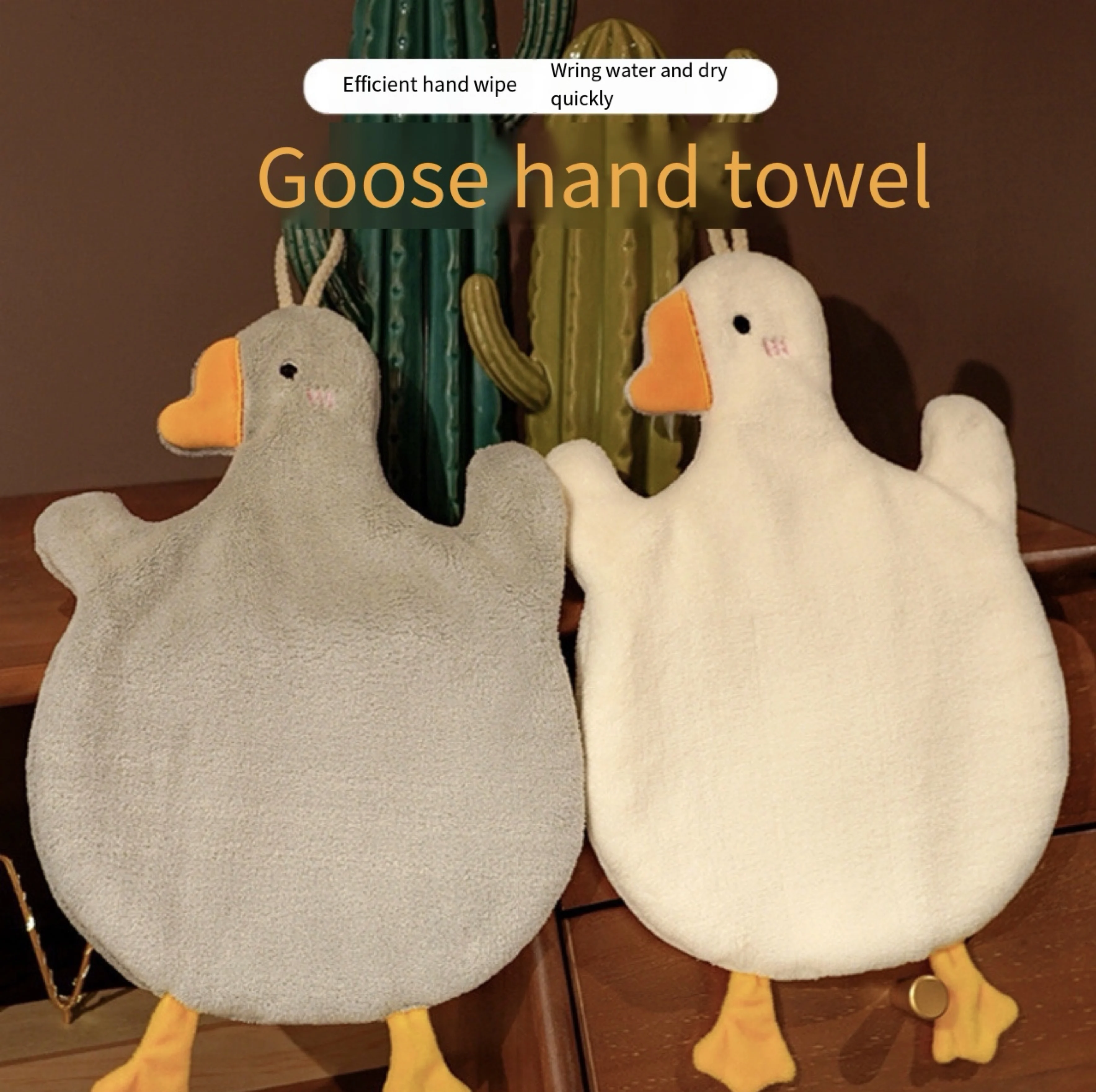 Cartoon Goose Hand Towel Kitchen Bathroom and Toilet Hand Towel Hanging Type with Super Water Absorption Quick Drying It Is Hard