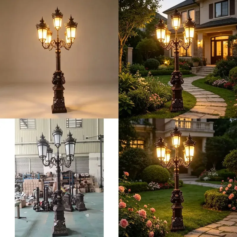 European Antique Pillar LED Landscape Light Waterproof IP65 Garden Street Lamp Hotel Villa Decoration Lighting