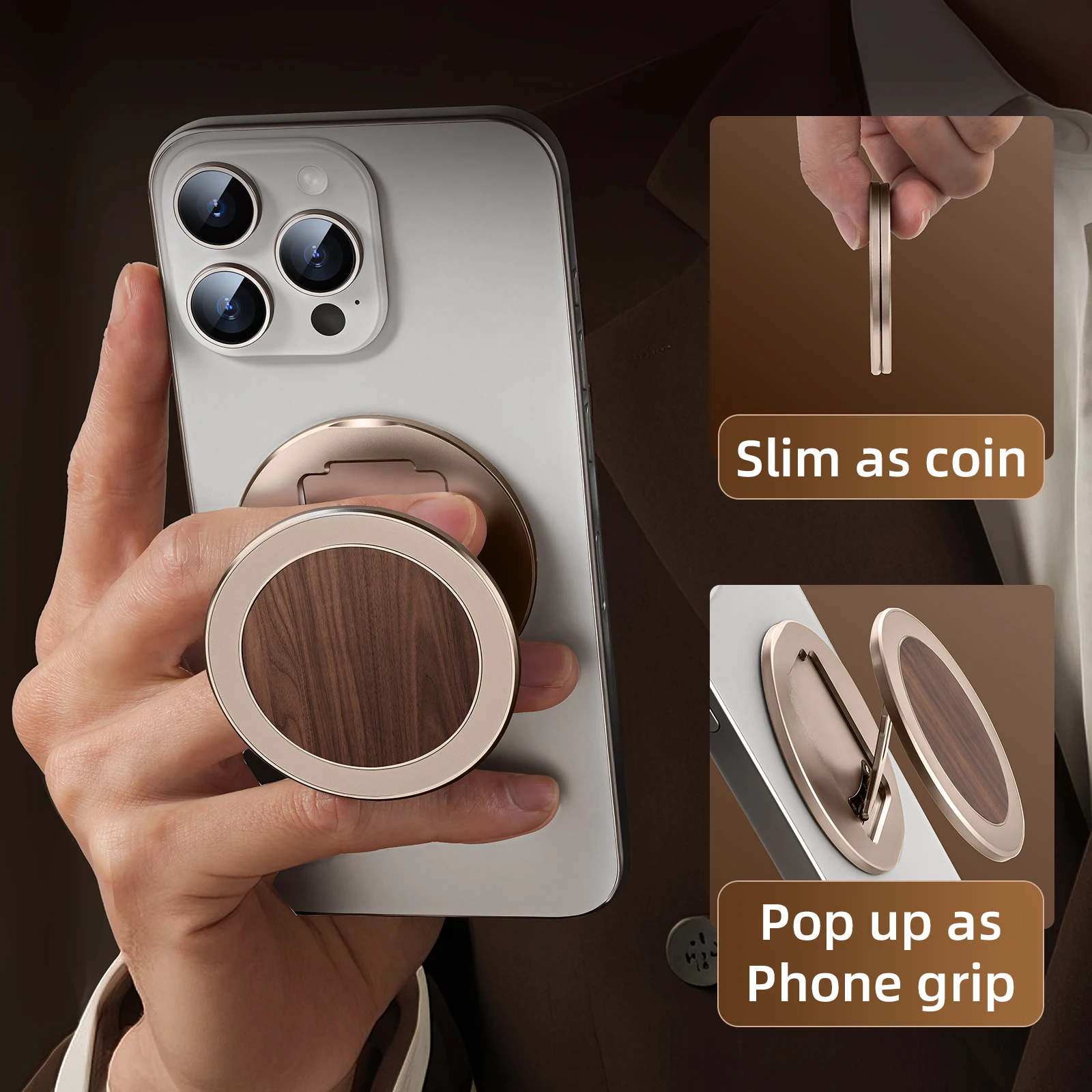 Oatsbasf Metalowy składany dwustronny uchwyt na telefon MagSafe do iPhone Samsung Uniwersalna regulowana podstawka kątowa z silnym magnesem