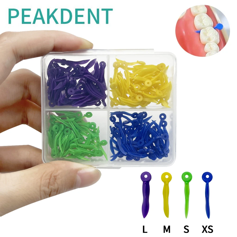 

200Pcs/Box Disposable Dental Wedges Plastic Matrix Teeth Diastema Gap Wedges With Holes 4 Sizes Dentistry Lab Tools