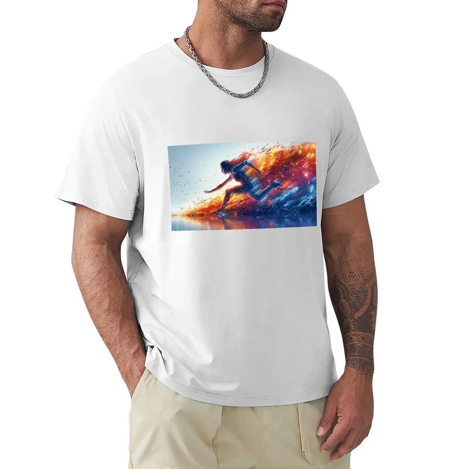 Fiery Sprint of a Determined Runner T-shirt customs design your own plus size tops hippie clothes mens t shirt graphic