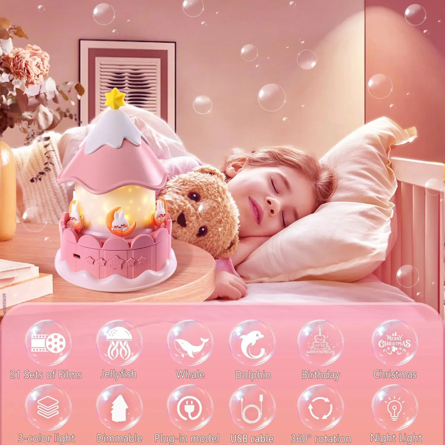 21 in1 Star Night Light Projector with Bluetooth Music Timer Rechargeable Galaxy Nightlights Bedroom Decor Kids Birthday Gift