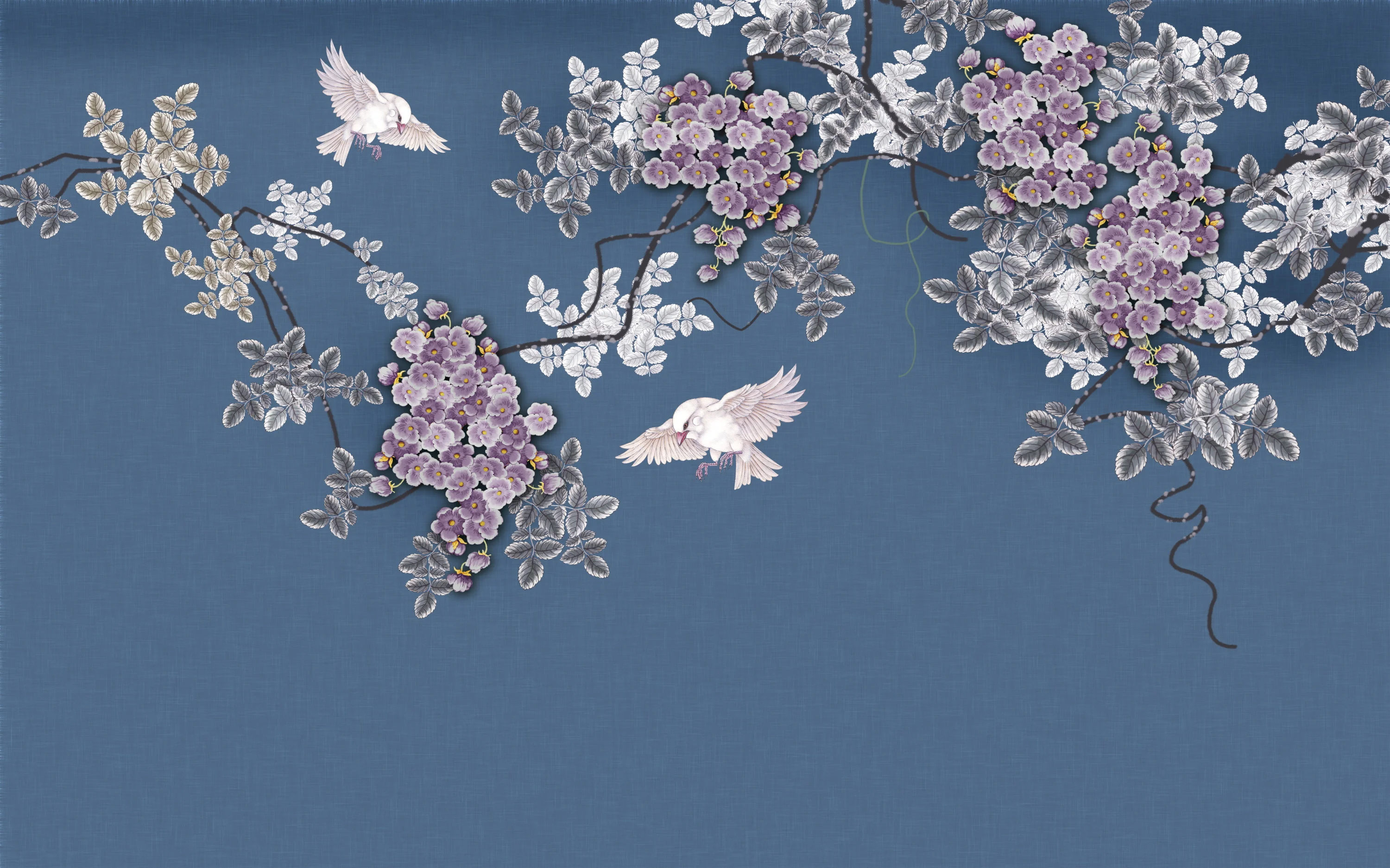 

flowers and birds plum blossom and peach blossom branch mural home decoration living room bedroom 3d wallpaper can be customized