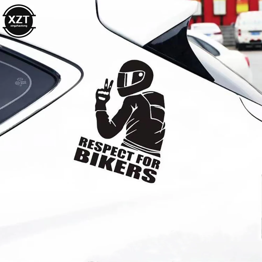 1Pc Respect for Bikers Car Sticker Vinyl Reflective Funny Stickers on Auto 3D Motorcycle Stickers and Decals 15x11CM