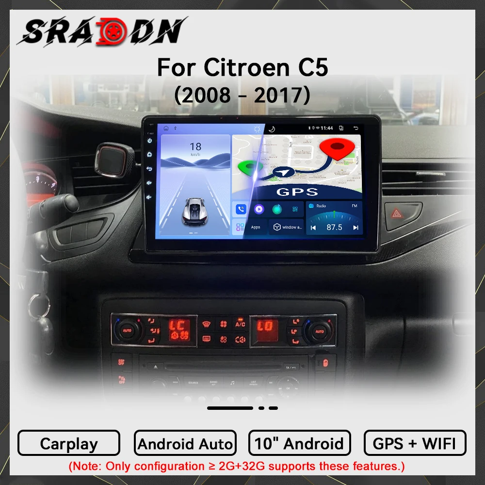 Para Citroen C5 2008 2009 2010 2011 2012 2013 2014 2015 2016 2017 Rádio Automóvel Android com Reprodutor de Vídeo Multimédia, Navegação GPS, Carplay e Ecrã Táctil
