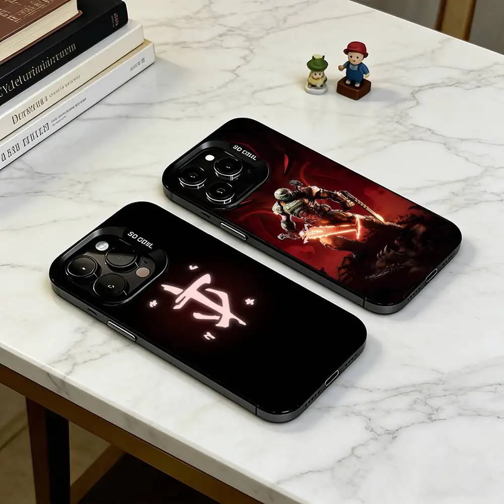 

D-Doom Eternal Graphic Phone Case For iPhone 17,16,15,14,13,12,11 Plus,Pro Max,XS,Colorful Silver Black Cover