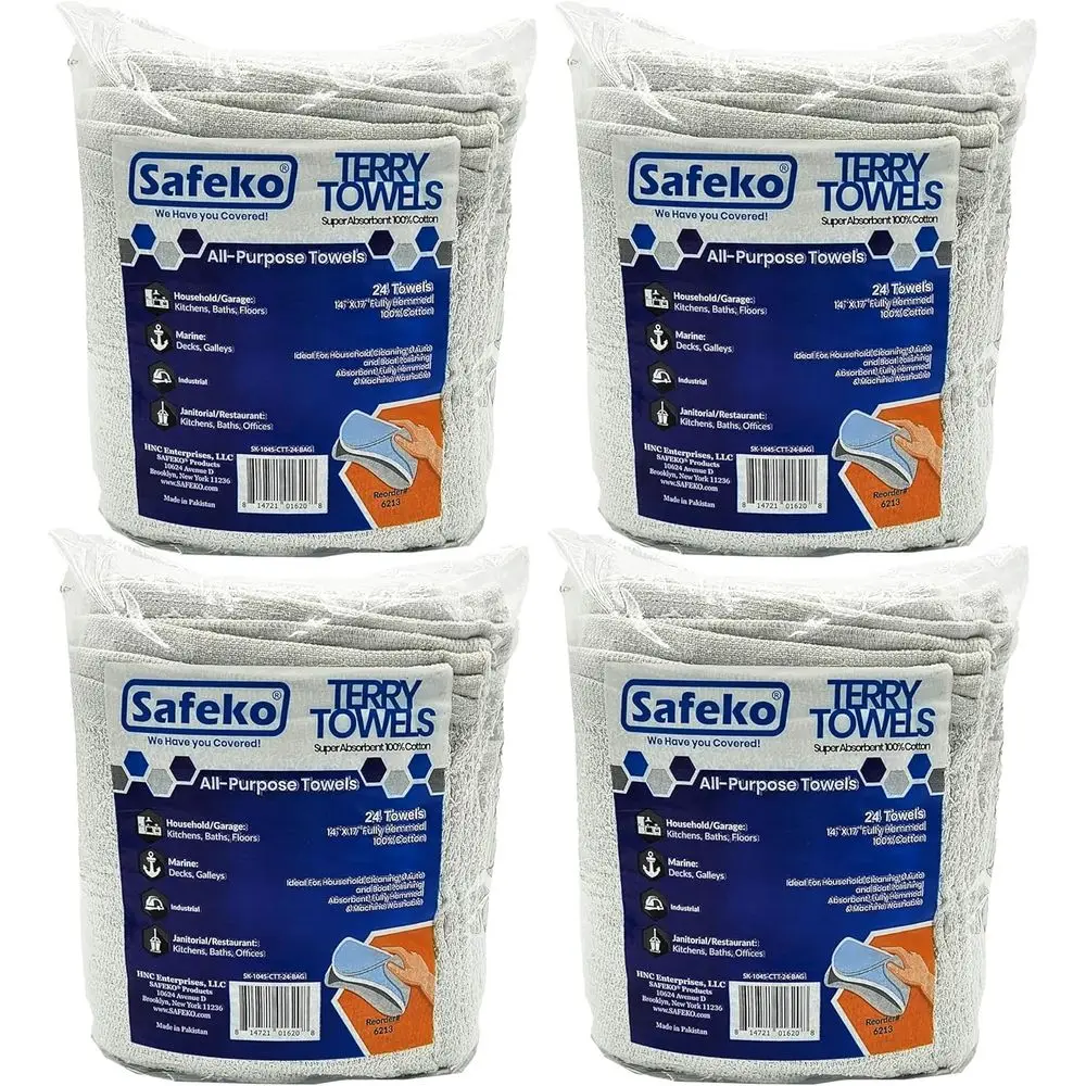 

Набор из 24 супервпитывающих полотенец из 100% хлопка, 14x17 дюймов, можно стирать в машине