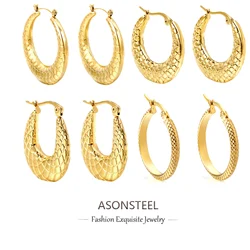ASONSTEEL Fashion Luxury Exaggerated Circular Snake Hoop Earrings Pattern Serpentine Stainless Steel Jewelry Party Unique Design